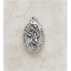 SS8547 Sterling Silver St. Christopher Medal with 18 in. Chain - Medium