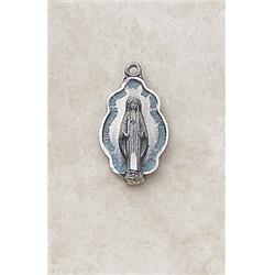SS9628 Silver & Blue Miraculous Medal with 18 in. Chain - Small
