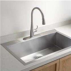 Picture of Contempo Living FT3622 36 in. Top-Mount Drop in Single Bowl Zero Radius Kitchen Sink - Stainless Steel