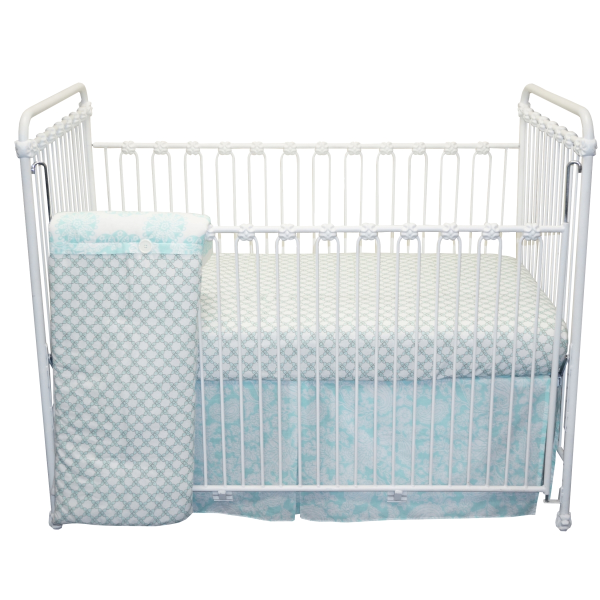 SB3S. Sweet & Simple Aqua Blue 3 Piece Crib Bedding Set