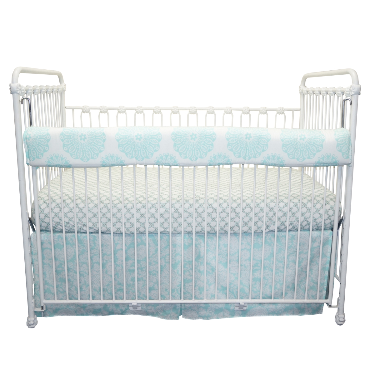 SBFC. Sweet & Simple Aqua Blue Front Crib Rail Cover Up