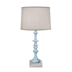 TL-K57-A050-GLB 27 in. Gloss Light Blue & Satin Nickel Table Lamp with Cream Aberdeen Shade -  Stiffel
