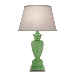 TL-6629-A813-GLG 28 in. Gloss Light Green & Satin Nickel Table Lamp with Cream Aberdeen Shade -  Stiffel