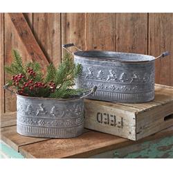 Picture of CTW Home 770519 Oval Christmas Buckets - Set of 2