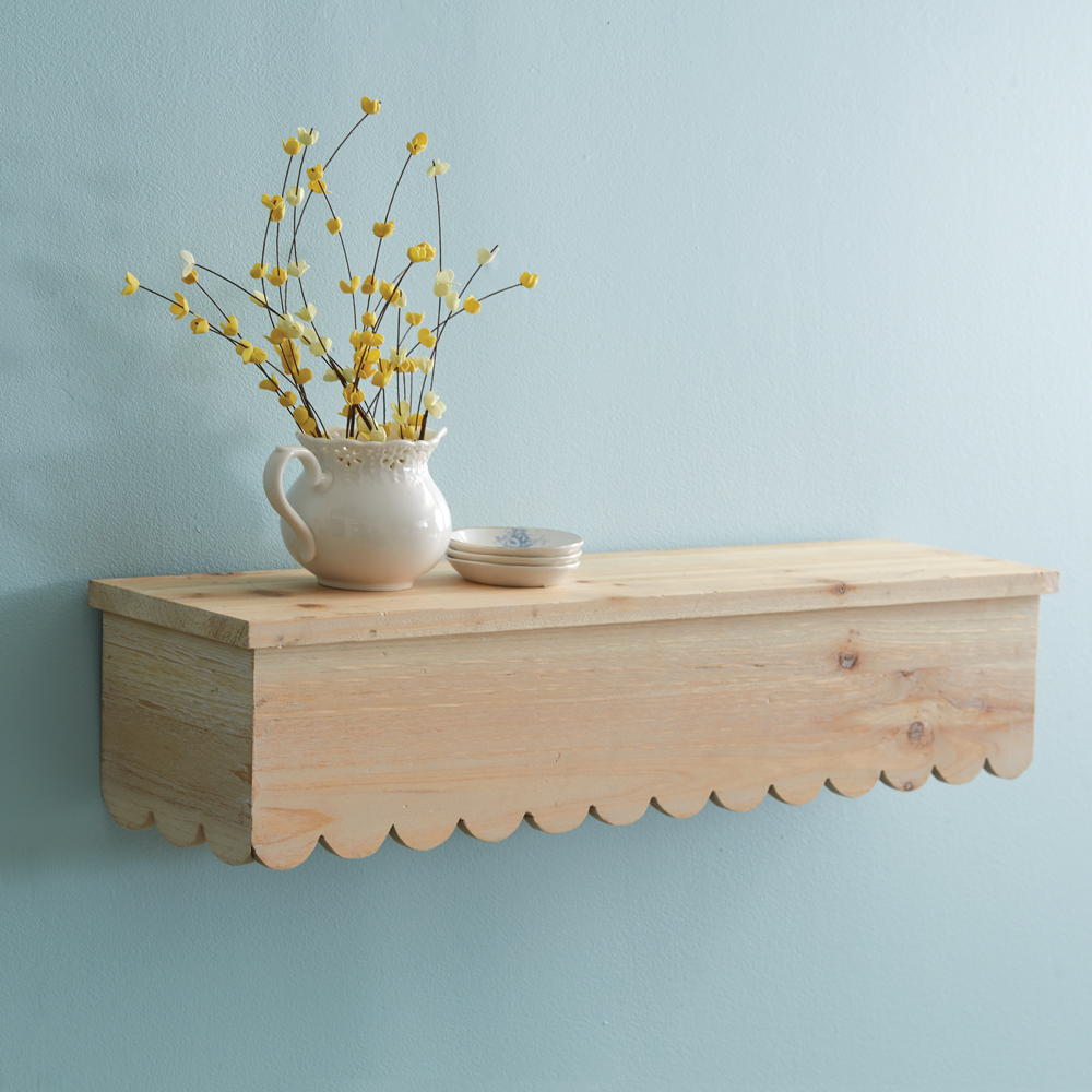 Picture of CTW Home 770548 Natural Wood Scalloped Floating Shelf