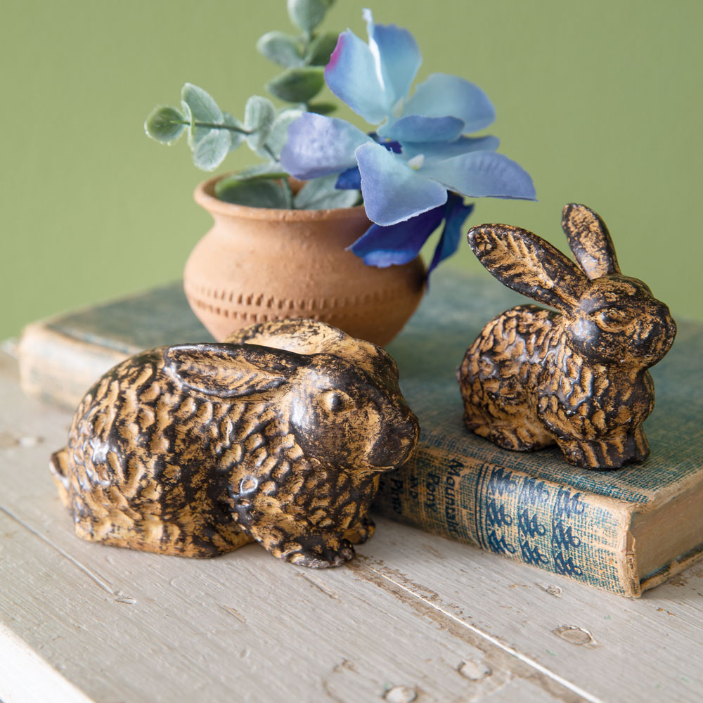 Picture of CTW Home Collection 370974 Rustic Bunny Figurines - Set of 2