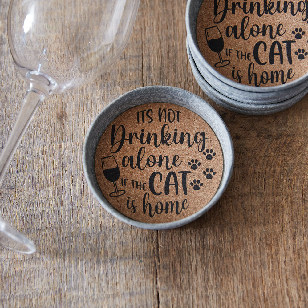 Picture of CTW Home Collection 370988 Mason Jar Lid Coaster - Cat Is Home - Box of 4