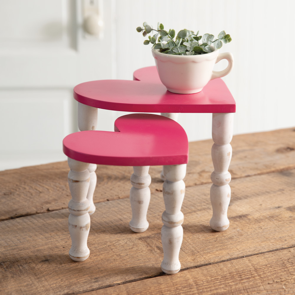 Picture of CTW Home Collection 371002 Tabletop Heart Stools - Pink - Set of 2
