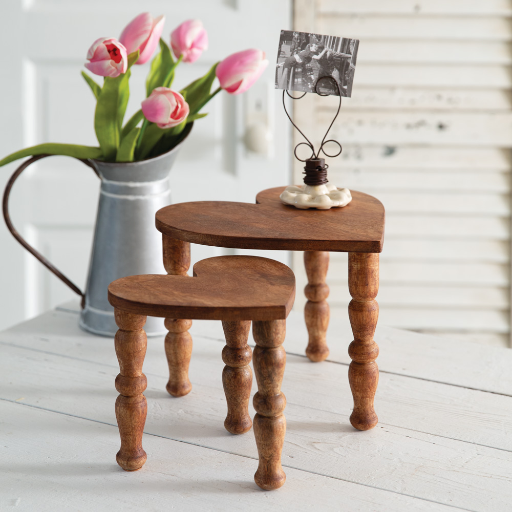 Picture of CTW Home Collection 371003 Tabletop Heart Stools - Natural - Set of 2