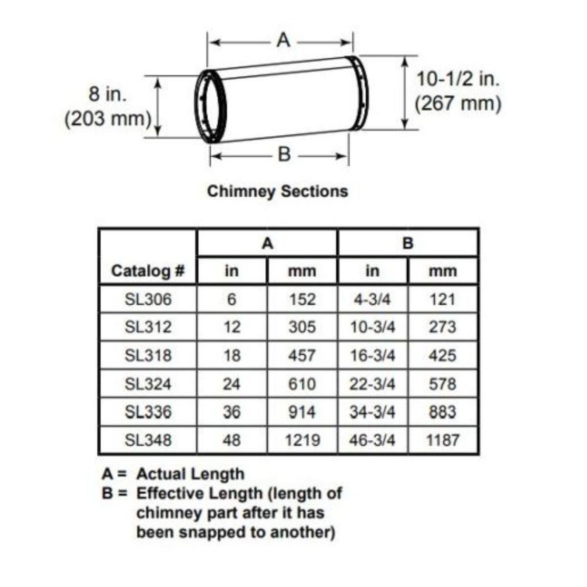 Majestic SL348 4 ft. Chimney Vent Pipe Section