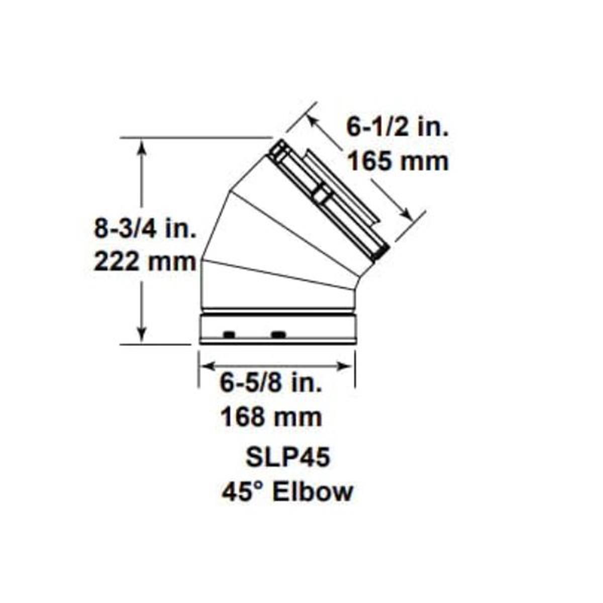Majestic SLP45-BK 45 deg Elbow Assembly, Black