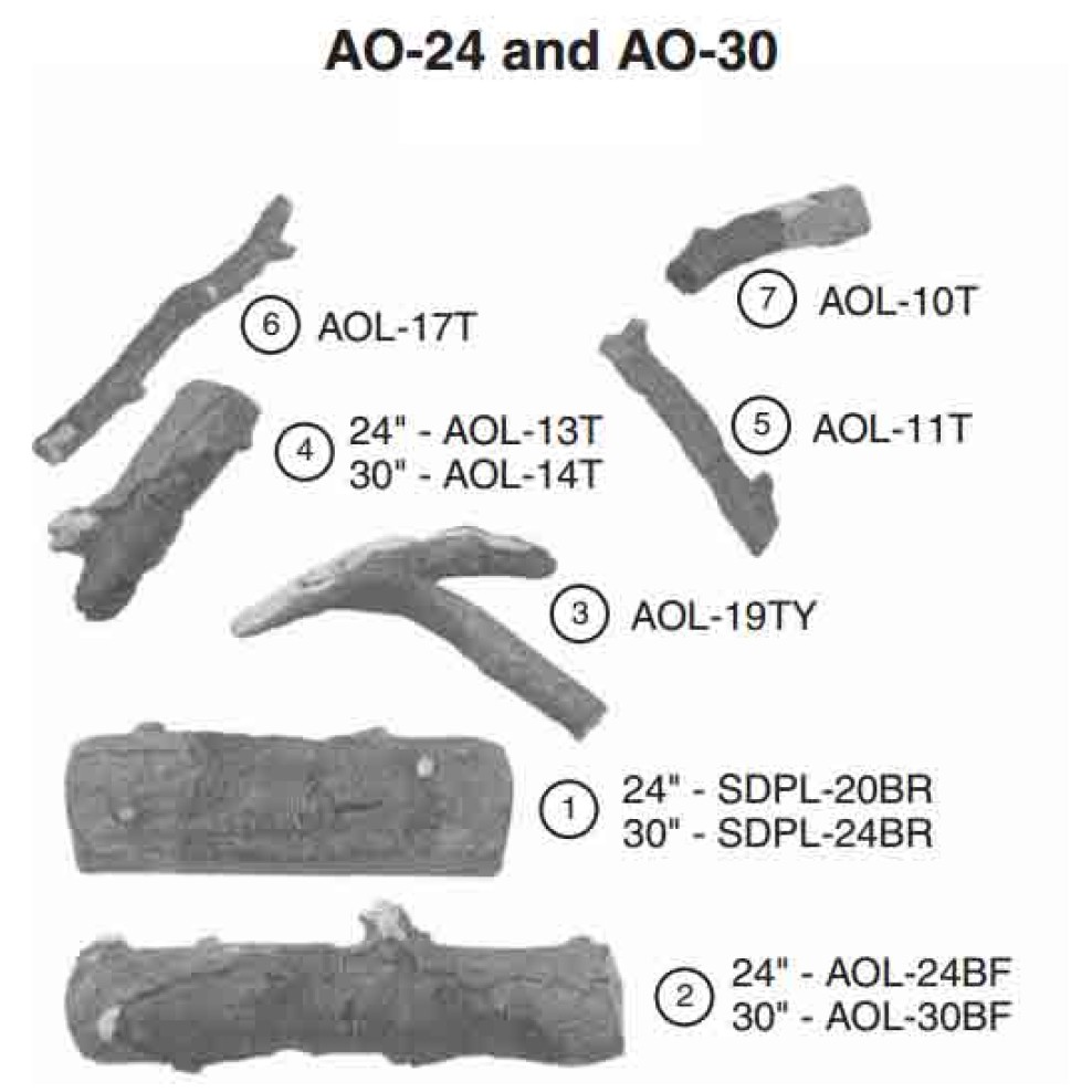 AO-30T 30 in. American Oak Top Logs
