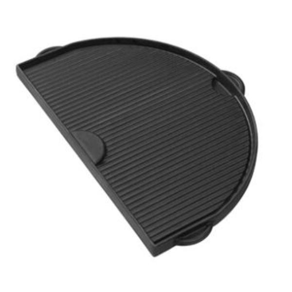 Primo PG00365 Half Moon Cast Iron Griddle for Oval LG 300 Grill - Smooth & Grooved - PRM365