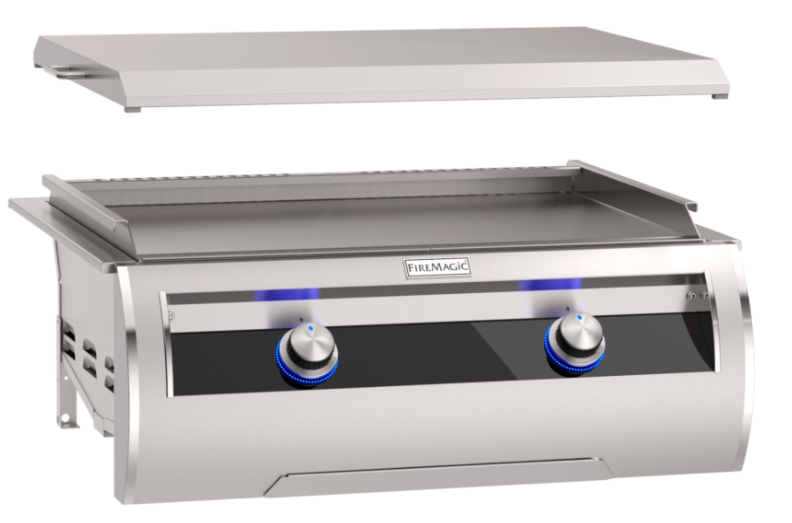 E660i-1T4N 30 in. Echelon Gourmet Built-in Griddle with Black Glass Control Panel - Natural Gas