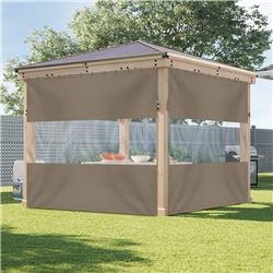 Picture of Covers &amp; All ClearPanel-M-Beige-01 12 oz Outdoor Vinyl Curtain with Clear Tarp Panel  Beige - 4&apos;H x 7&apos;W