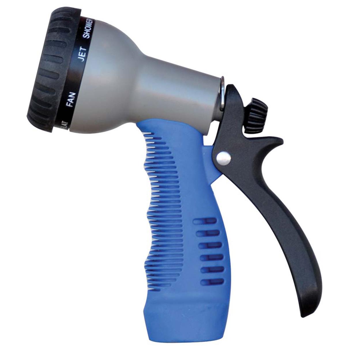 WN515 Rubber Tip Nozzle with 9 Pattern Adjustable Spray Head Comfort Grip, Blue & Gray