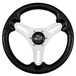 PU063104-01R 13 in. Torcello Lite Wheel Polyurethane Wheel with Silver Spokes & Black Cap - 0.75 in. Tapered Shaft