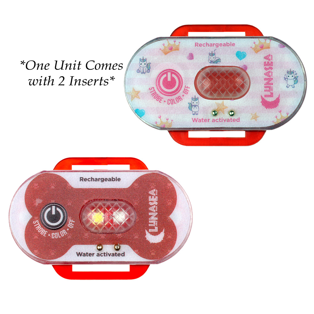 LLB-63RB-E0-01 Child & Pet Safety Water Activated Strobe Light, Red Case & Blue Attention Light