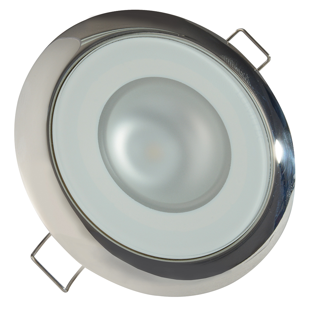 10-30V DC Mirage Polished Stainless Steel Bazel Dimming Flush Mount Down Light, Glass Finish - White, Blue