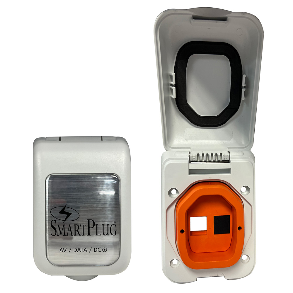 BDBPW Data Port Case or Inlet Only - Cover with One Blank Plug & One Open Port - White