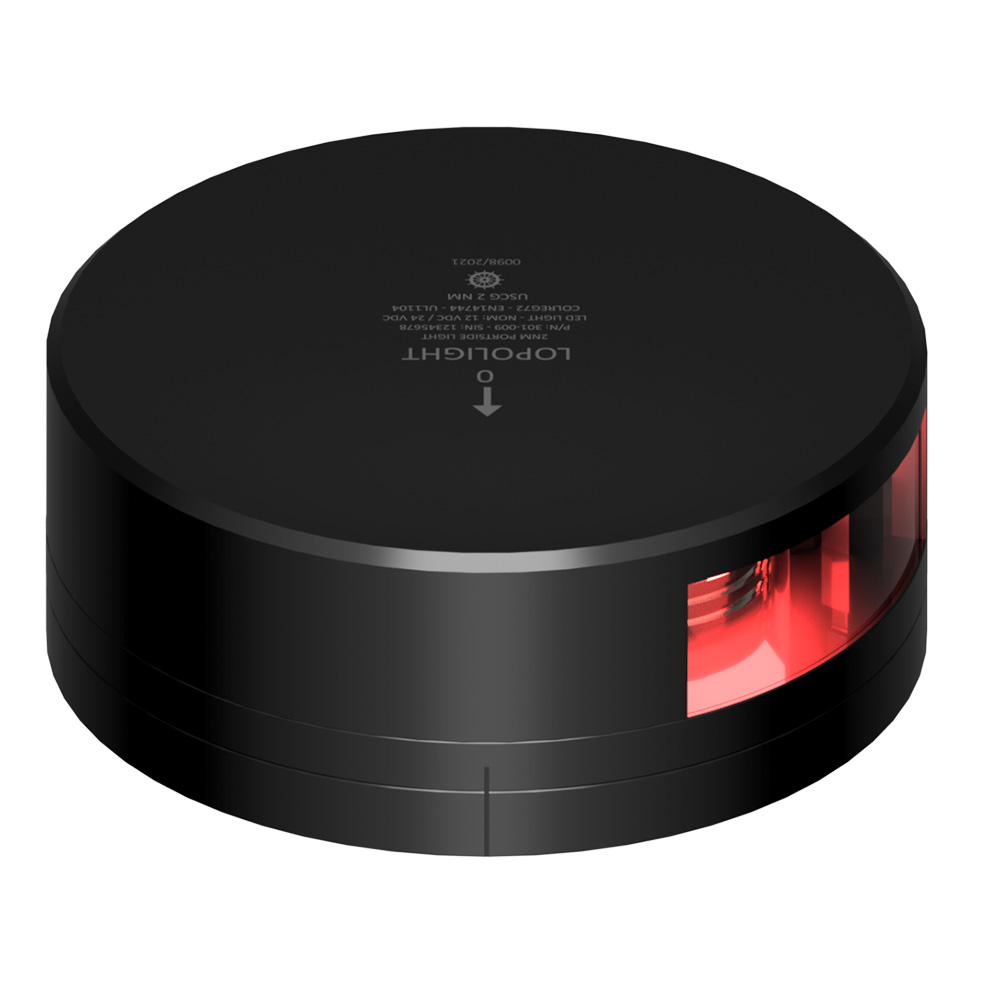 301-009-FB-B Red Port Light - 2NM - Housing with FB Base - Black