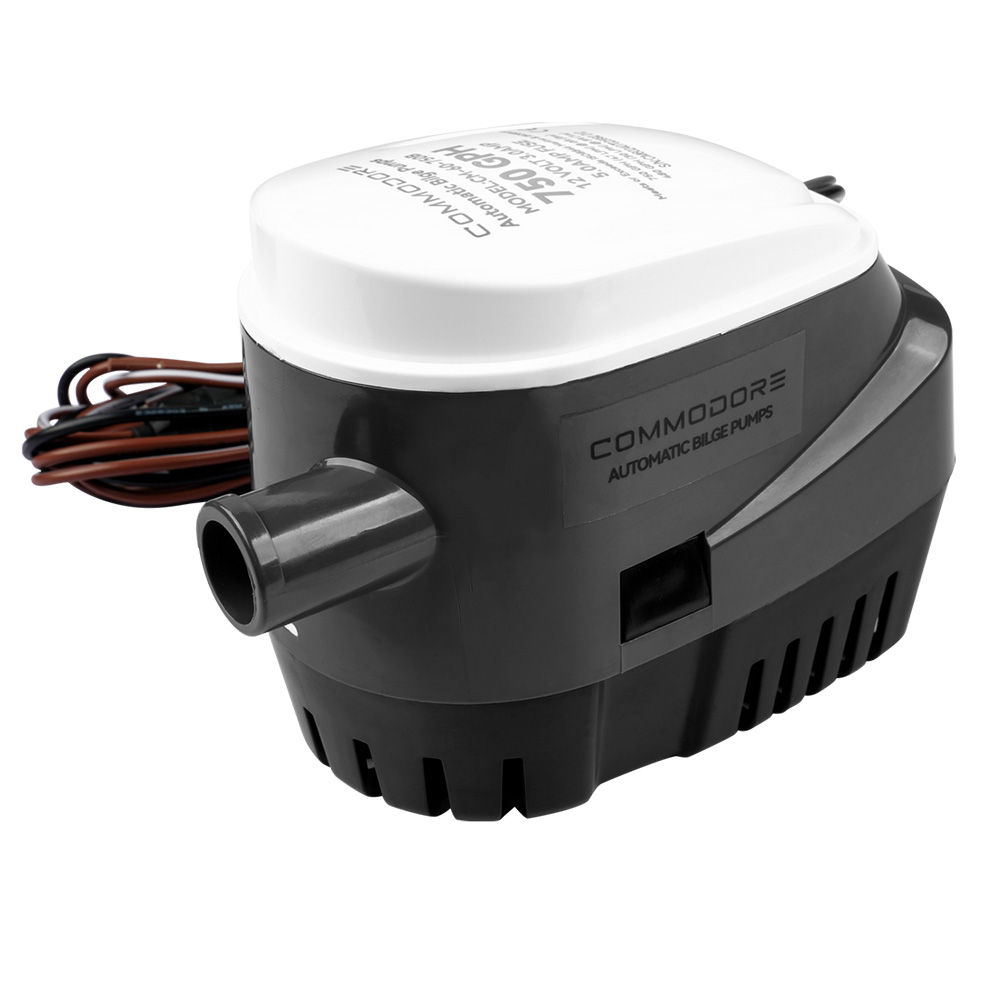 COMMODORE 750 GPH / 12V Automatic Bilge Pump – Built-In Float Switch, 3/4" Outlet | by West Marine