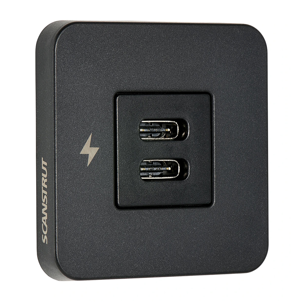 SC-TILE-20 TILE USB-C Interior Charging Socket, Black Bezel - 12 & 24V