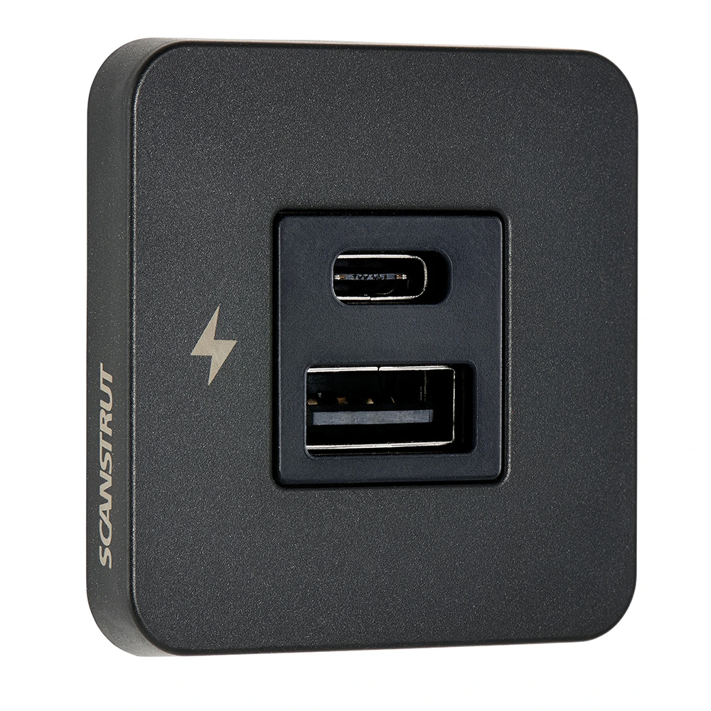 SC-TILE-10 TILE USB-A & USB-C Interior Charging Socket, Black Bezel - 12 & 24V