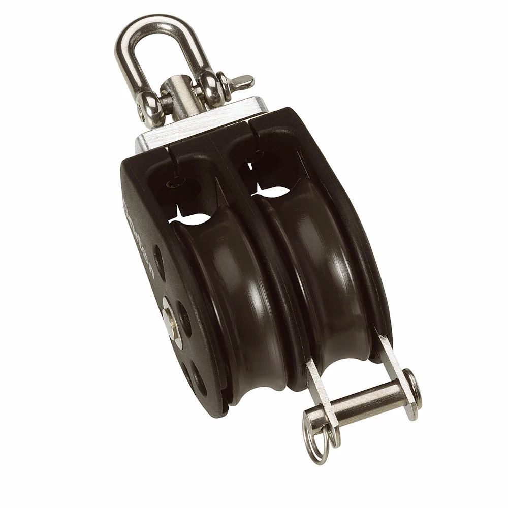 N02231 35 mm Plain Bearing Pulley Block Double Swivel Becket - Size 2