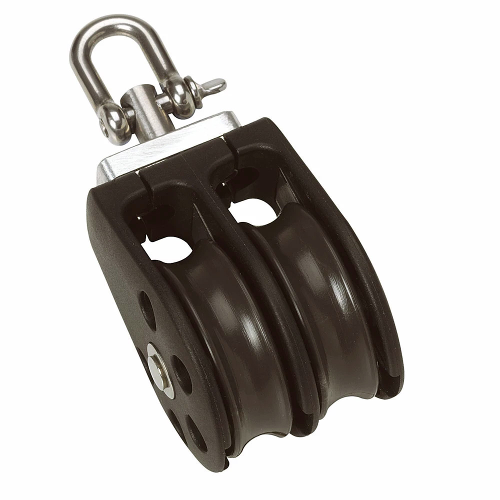 N02230 35 mm Plain Bearing Pulley Block Double with Swivel - Size 2
