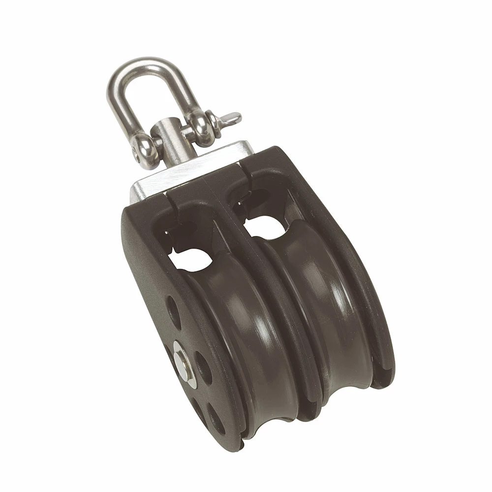N01230 30 mm Plain Bearing Pulley Block with Double with Swivel - Size 1