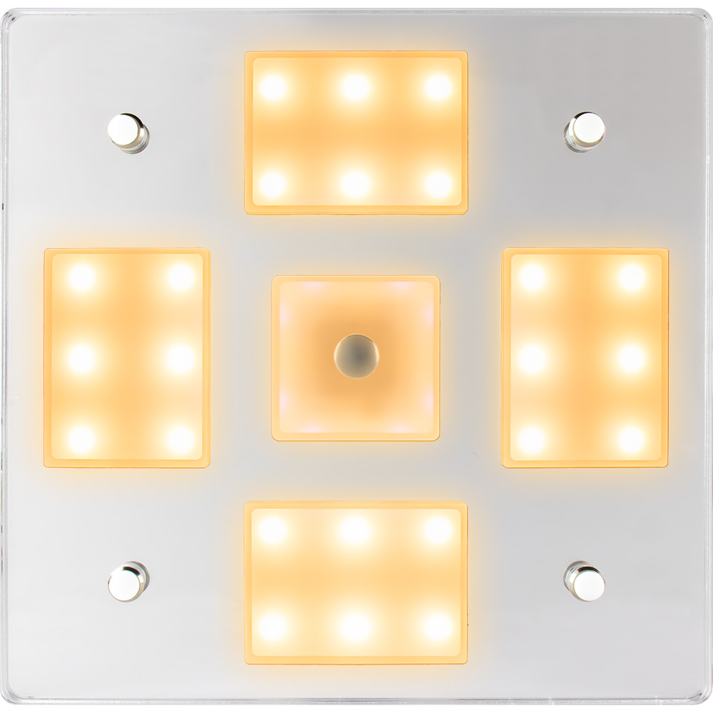 Sea-Dog 401840-3 Square LED Mirror Light with On & Off Dimmer - White & Blue