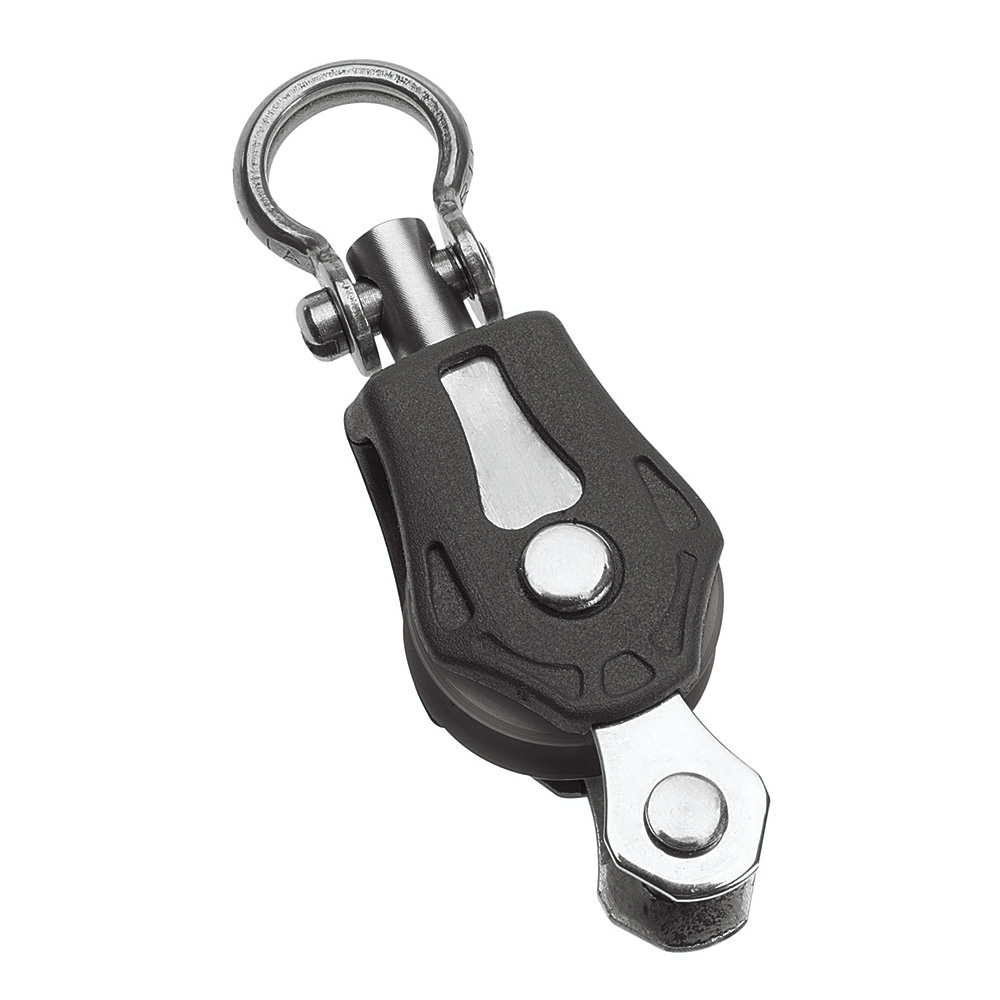 N00131 20 mm Plain Bearing Pulley Block with Single Swivel & Becket - Size 0