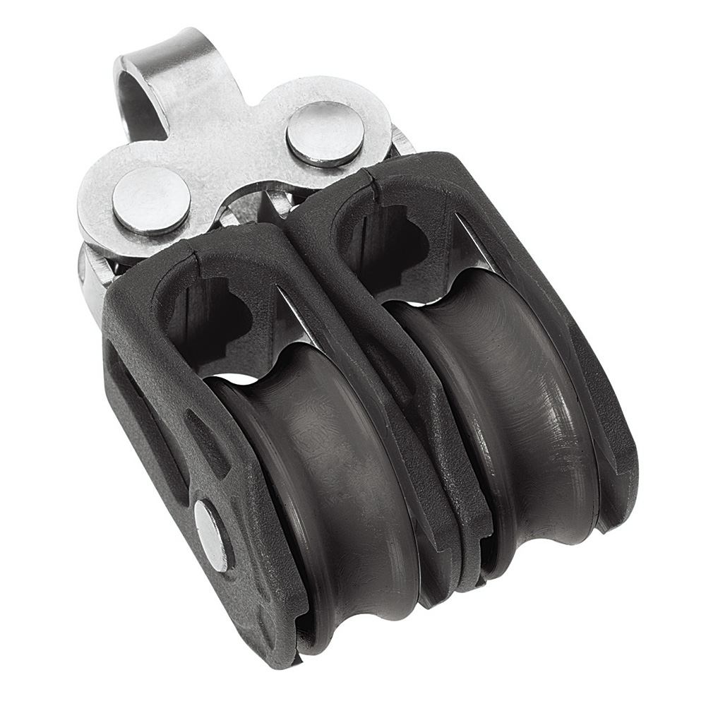 N00210 20 mm Plain Bearing Pulley Block with Double Fixed Eye - Size 0