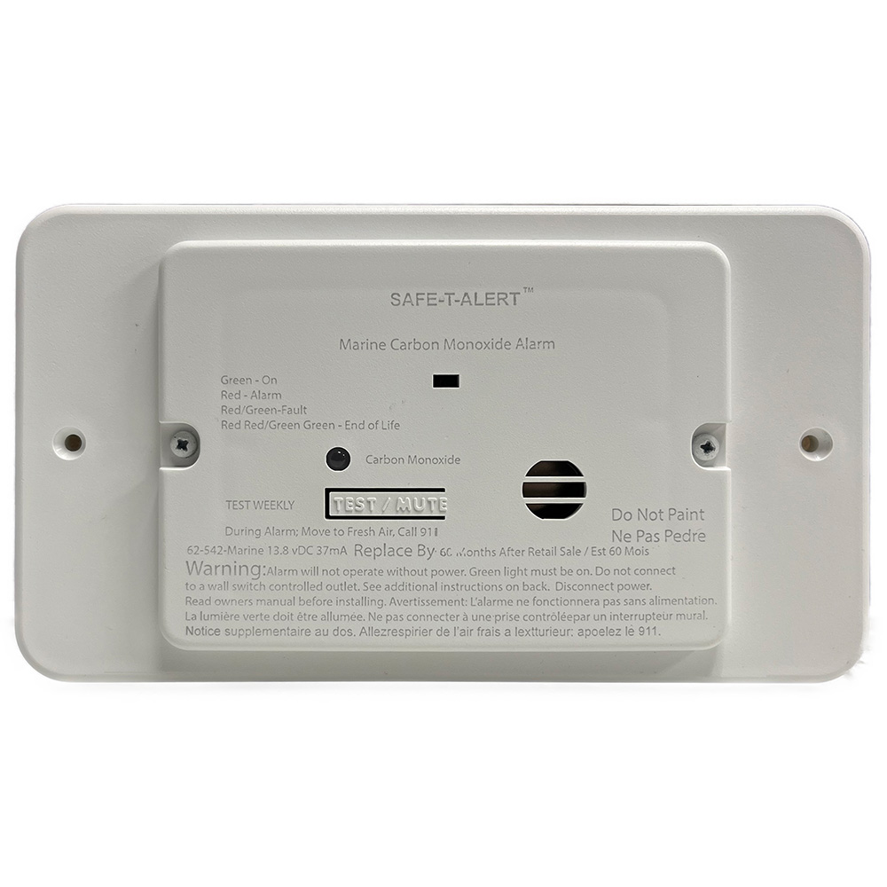 62-542-TR-WT-M 12V 62 Series Marine Carbon Monoxide - Flush Mount with Trim Ring - White
