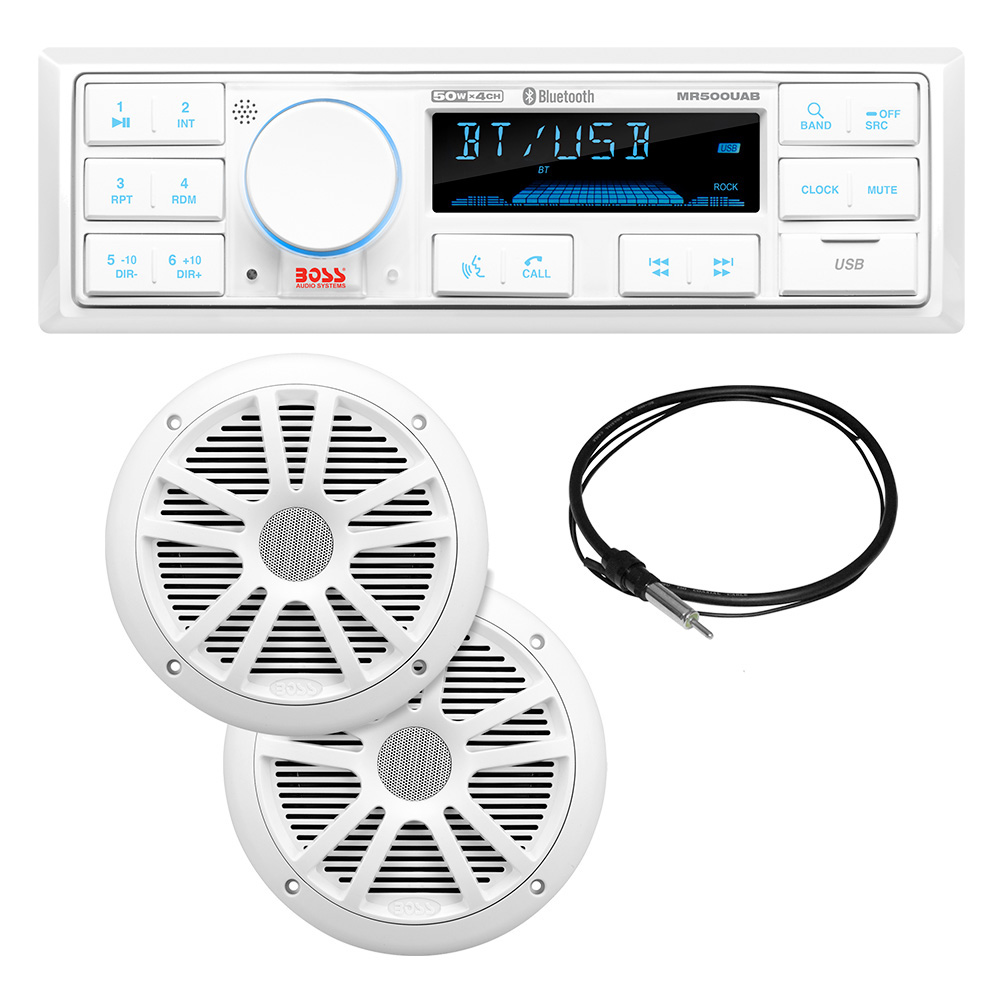 Boss Audio MCK500WB.6 MCK500WB.6 Kit with MR500UAB 2 MR6W Speakers - MRANT10 Antenna & White Remote