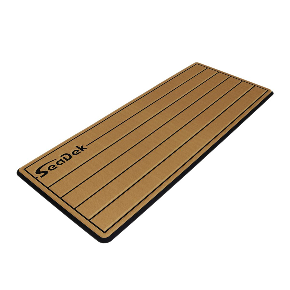 53602-80327 14 x 36 in. Dual Density Small Teak Helm Pad with Logo - Brushed Texture - Mocha & Black - 20 mm