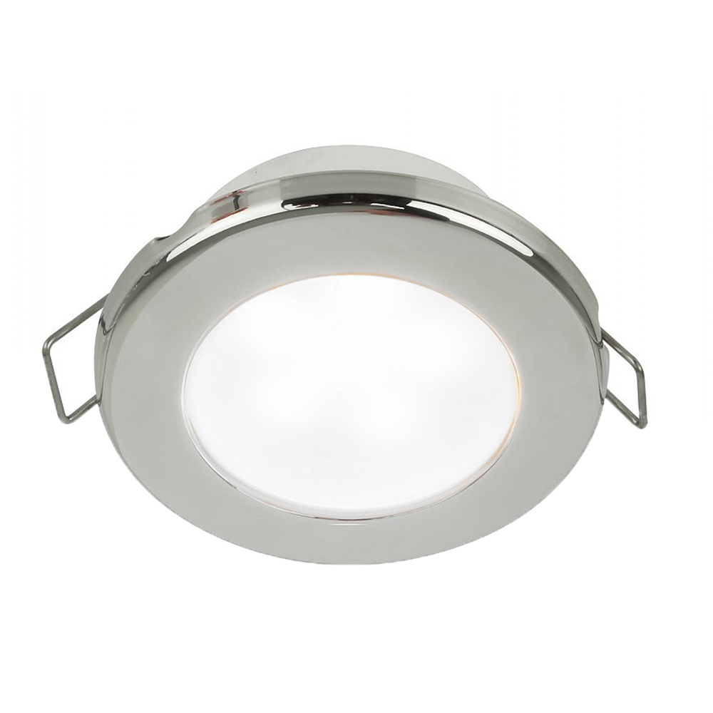 958110521 3 in. 12V Euro LED 75 Round Spring Mount Down Light - White LED - Stainless Steel Rim
