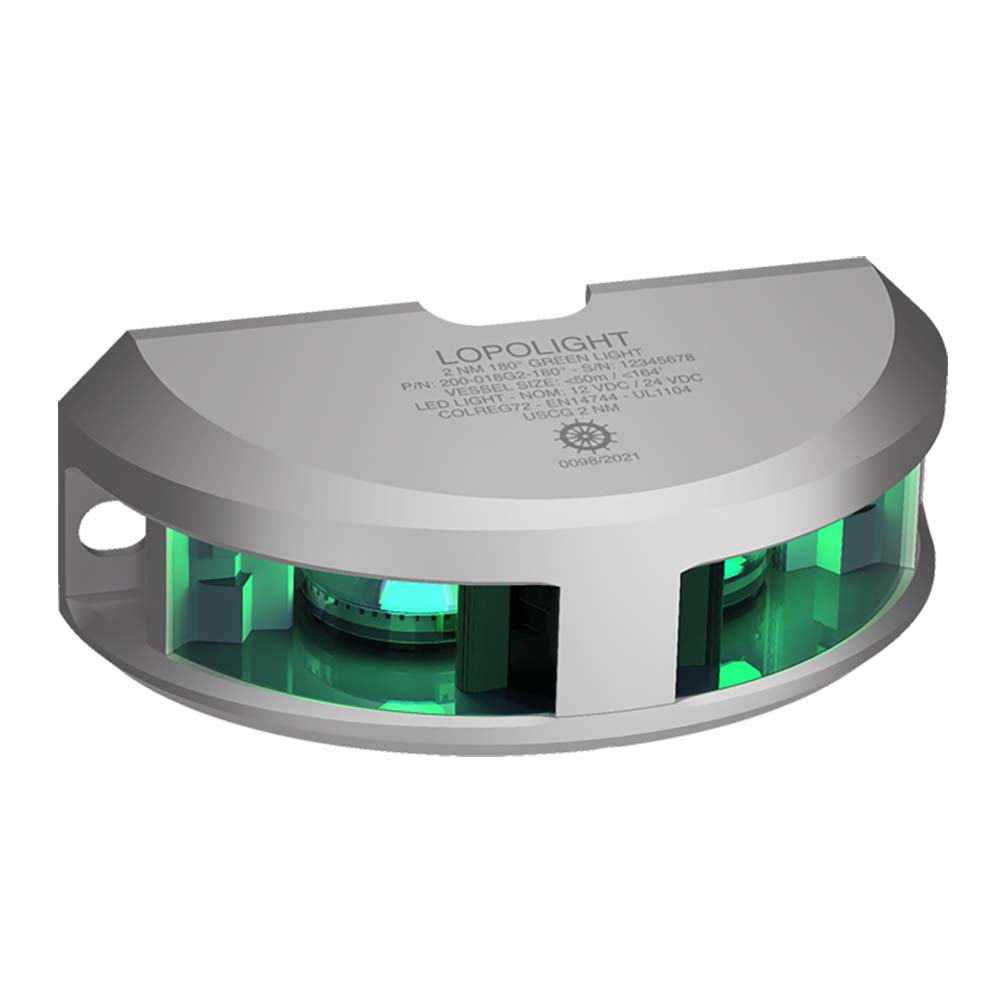 200-018G2 Series 200-018 Navigation Light with 2NM Vertical Mount - Green & Silver Housing