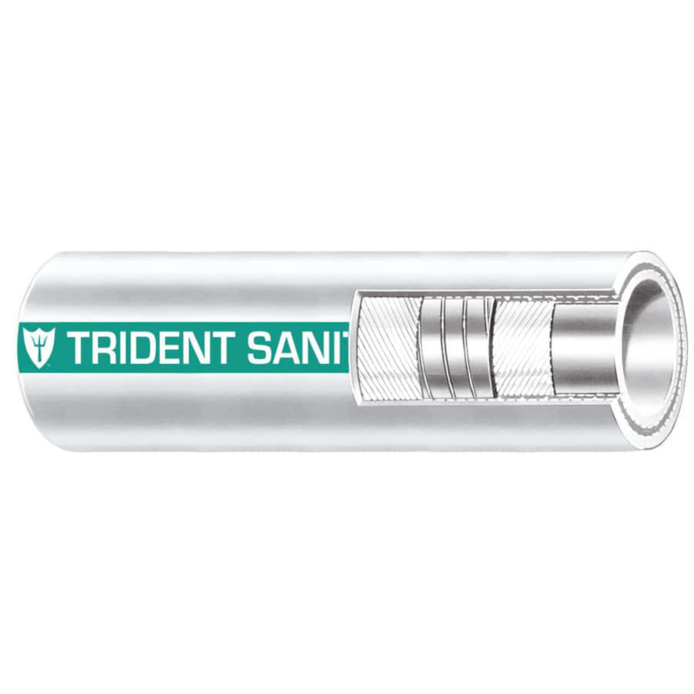 102-1126-FT 1.5 in. Premium Marine Sanitation Hose with Green Stripe - White
