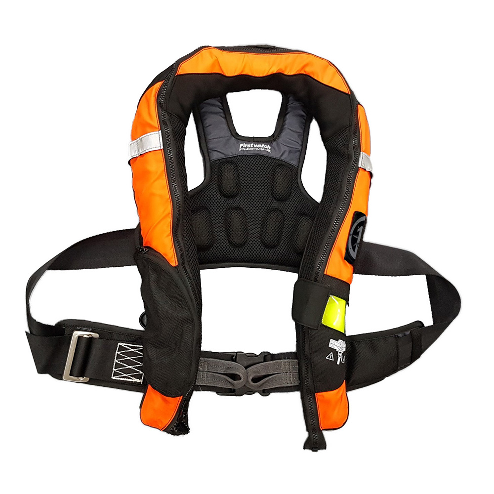 First Watch Pro Inflatable PFD Life Jacket, Automatic, 38g, Orange/Black | by West Marine