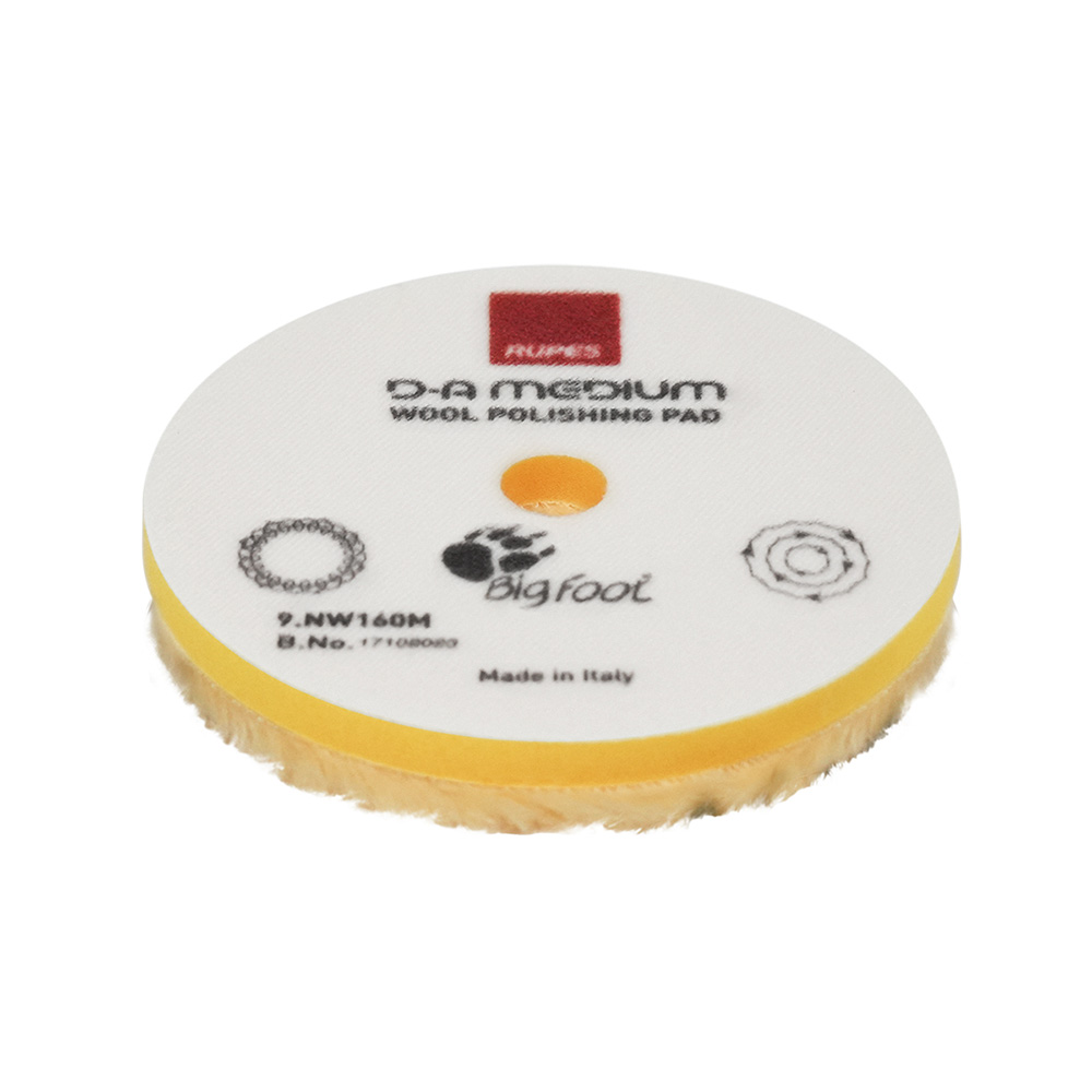 9.NW160M 160 mm D-A Medium Wool Polishing Pad - Yellow