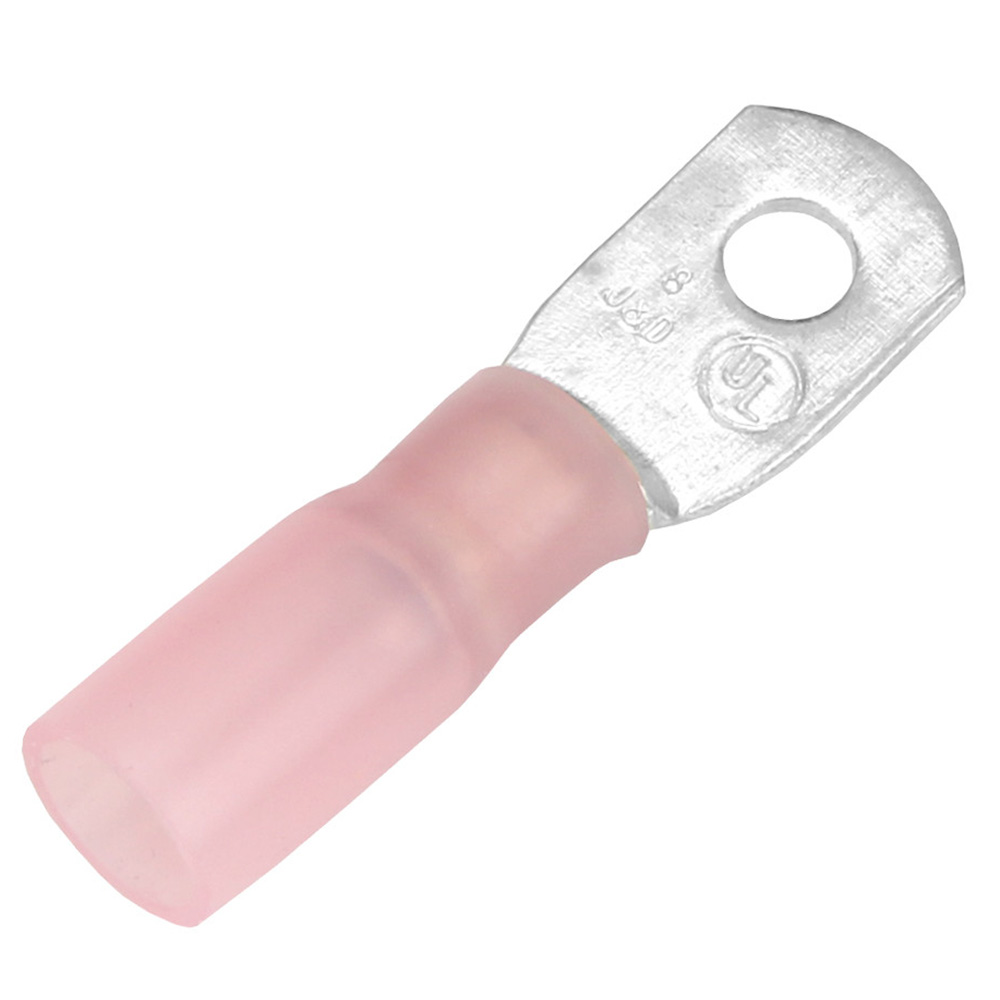 TE8-10R-25 8 AWG Heat Shrink Ring Terminal - No.10 Stud Size - Pack of 25