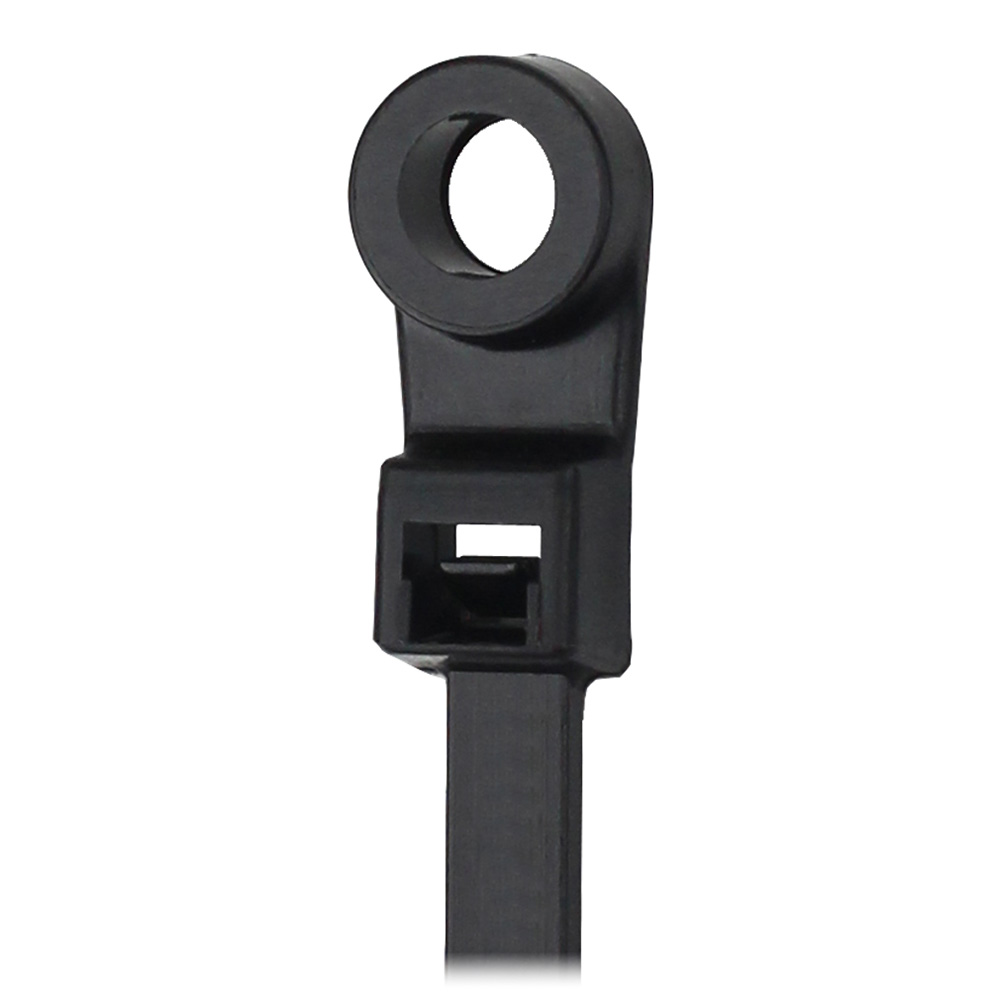 CTMR4S-100BK 15 in. Black Cable Tie with Mounting Ring - 50 lbs Tensile Strength - 4 in. Bundle Diameter - 100 Piece