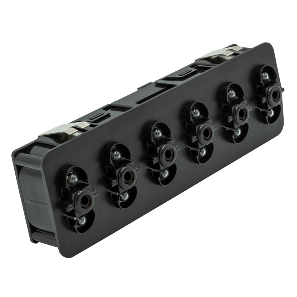 A3801-6 Contura Series Digital Switch Module - 6 Rocker, No Actuators & Right 3-Position Switch, Blue LED Marine Control Panel Module