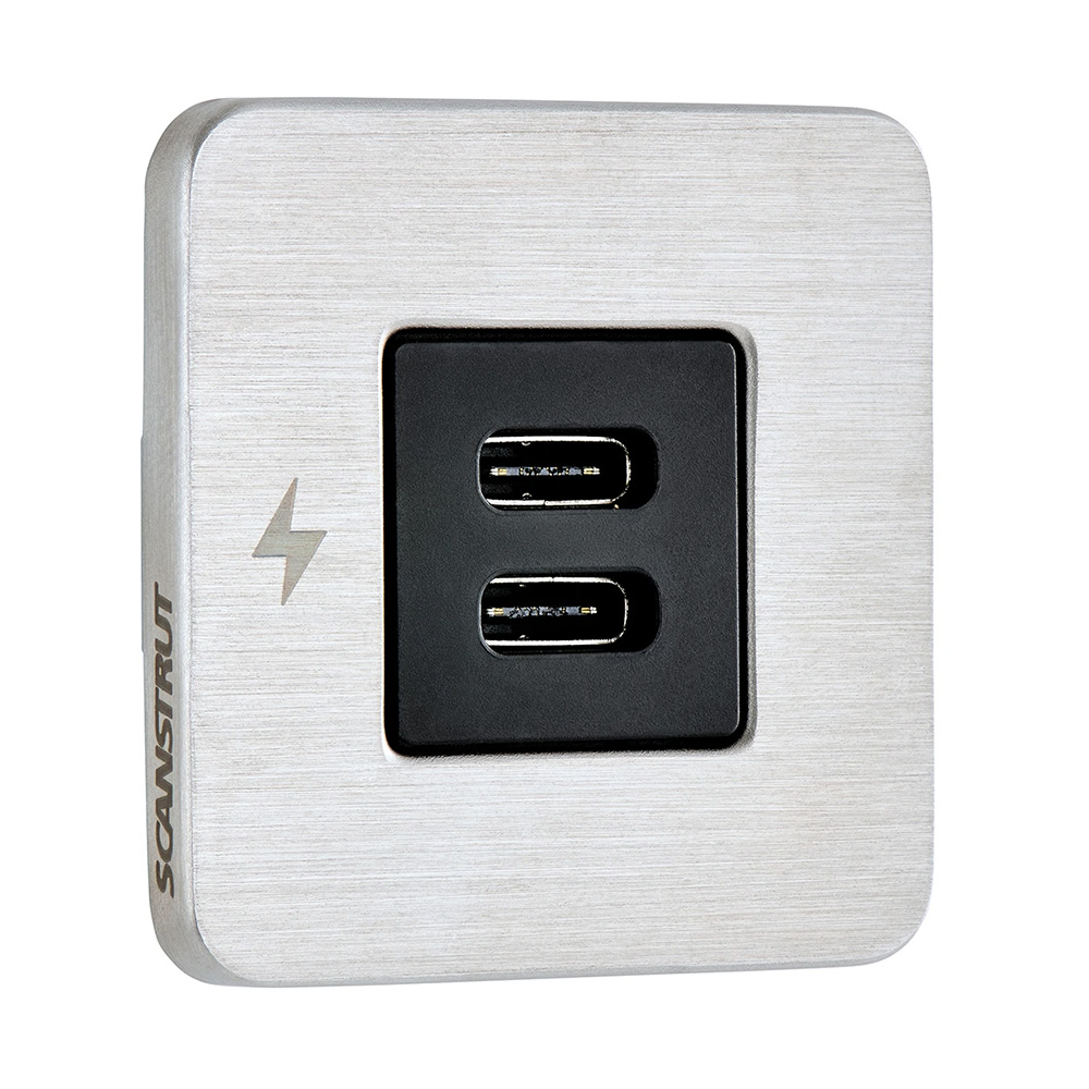 SC-TILE-21 12-24V Tile USB-C Interior Charging Socket - Stainless Steel Bezel