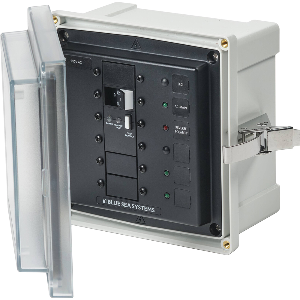 Blue Sea - SMS Panel Enclosure w/ELCI (16A) & 3 Blanks - 230V AC