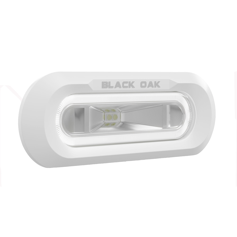 Black Oak Low Pro Marine Spreader Light - Flush Mount - White Housing - White LED