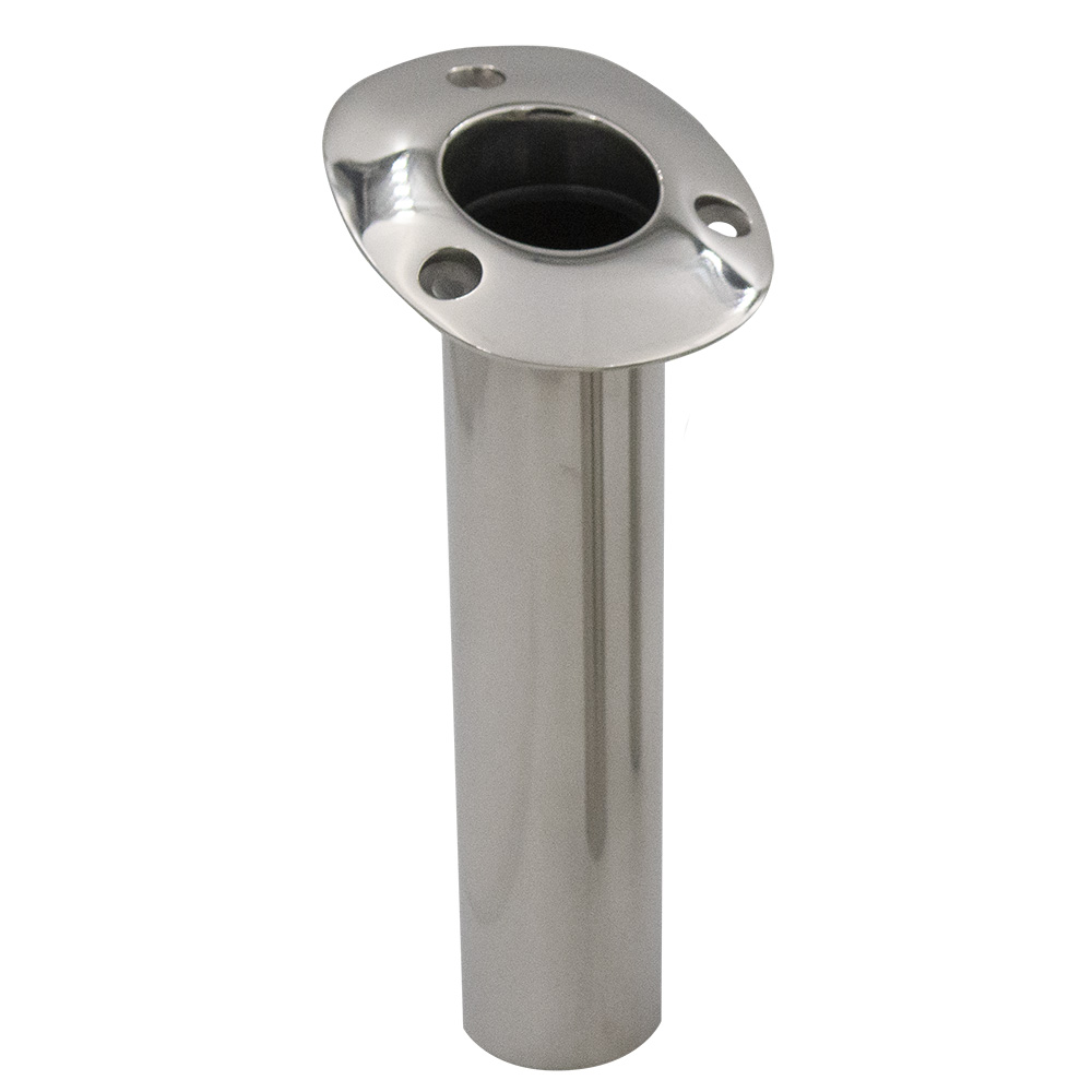 536710C 70 Series Flush Mount Fishing Rod Holder with 15 Deg Angle with Cast Bottom & Black Liner, Stainless Steel