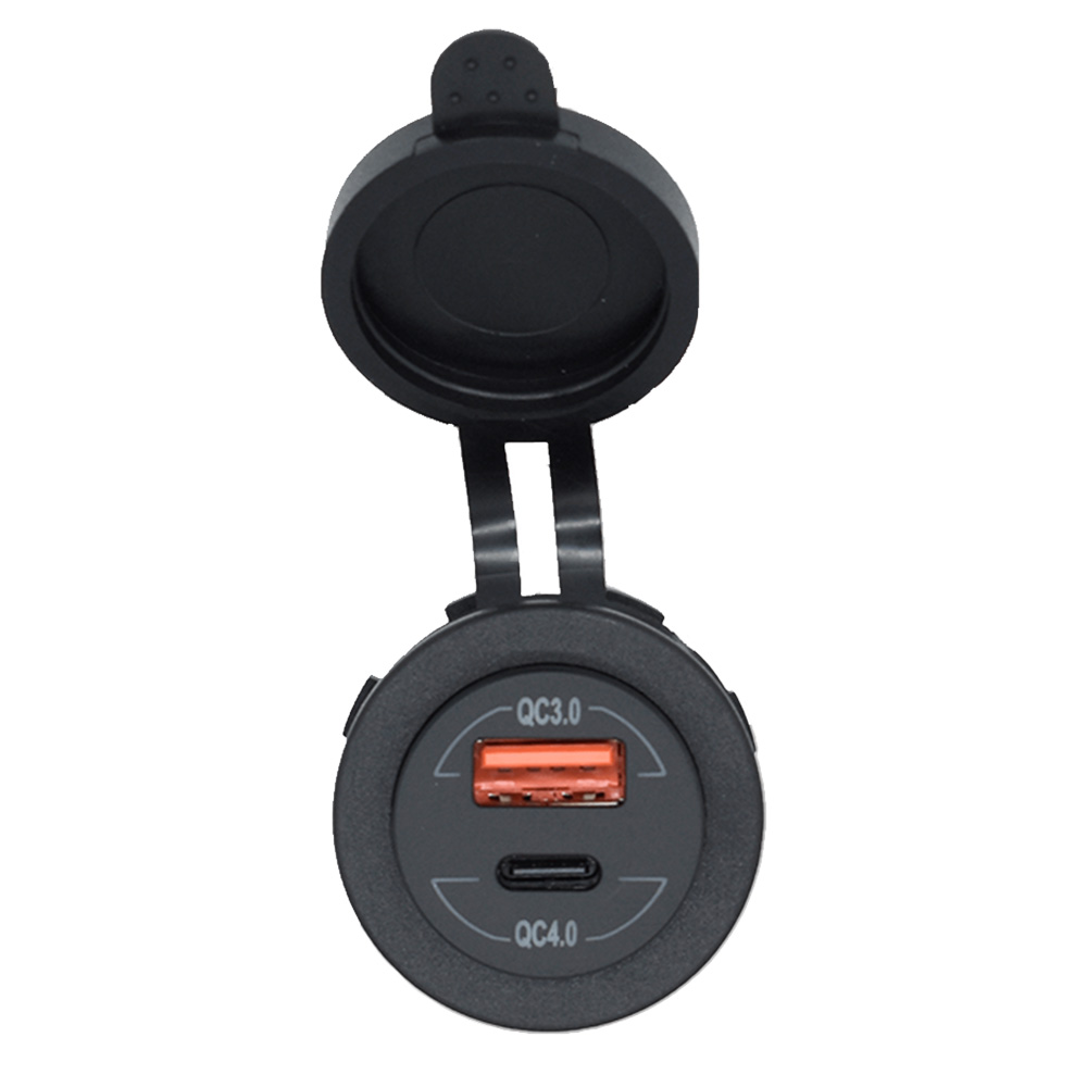 3000-4001A Round Dual USB & USB-C Charger